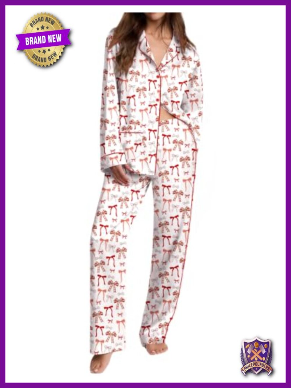Satin Silk Pajama Set Long Sleeve Button Down Sleepwear 2 Piece Lounge